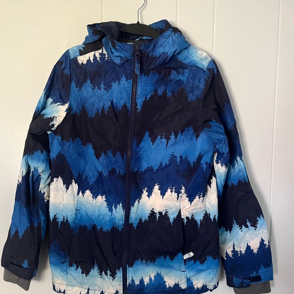 Lands' End Kids Winter Jacket - Blue Trees Pattern